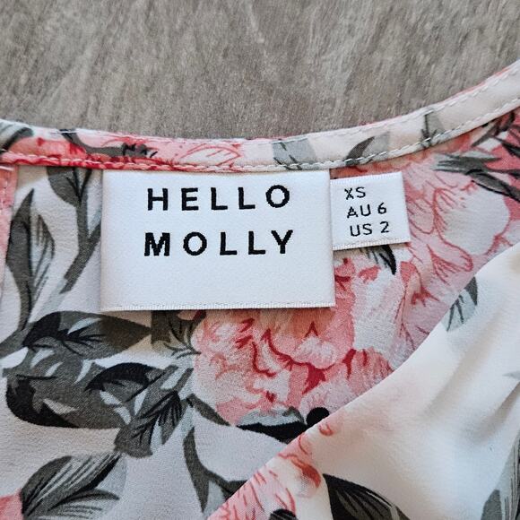 HELLO MOLLY Miami Love Dress Womens Size XS US 2 White Floral Flowy Tiered Mini - Picture 14 of 16